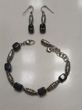 Brighton Silver-Tone Bracelet with Black Beads